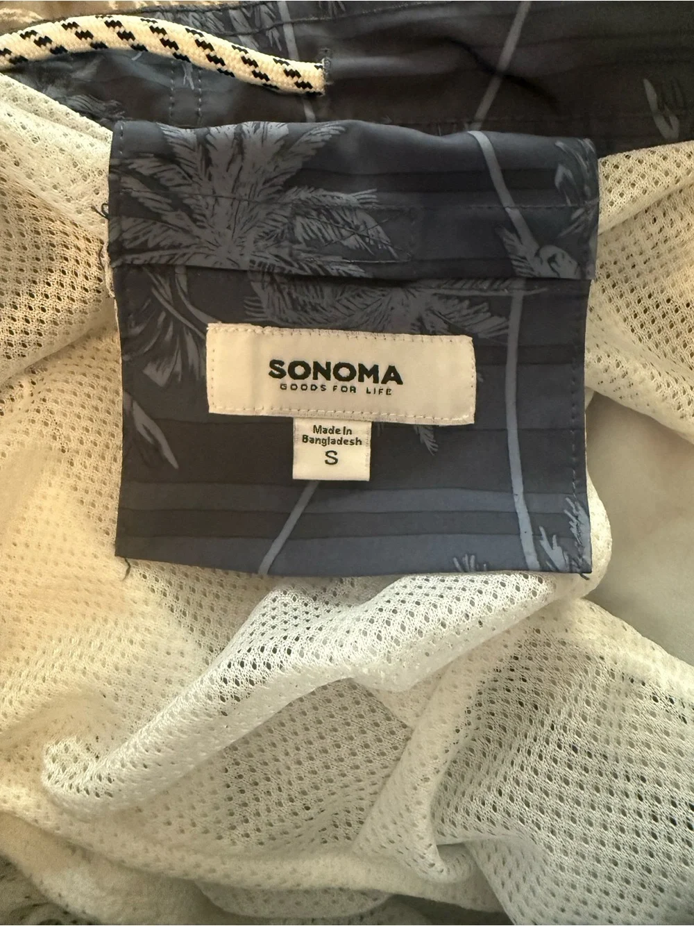 New w/Tags Sonoma Navy Palm-Print Swim Shorts